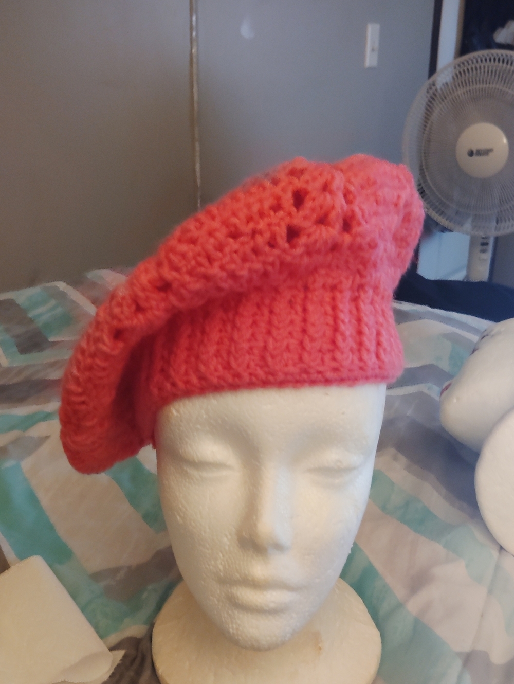 Pink Crochet Knit Beret - Women's Fashion Accessory
